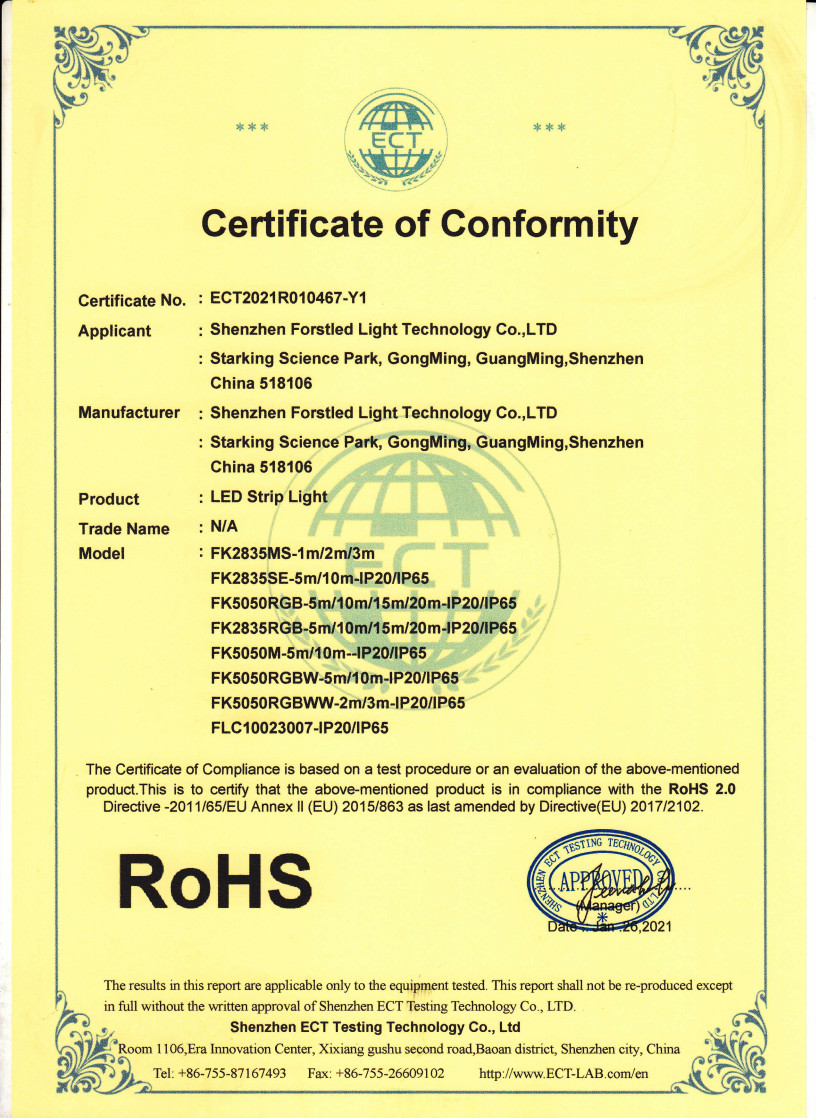 China Shenzhen Forstled Light Technology Co., Ltd. Certificações